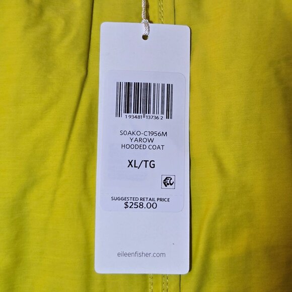 Eileen Fisher Hooded Jacket XL Yellow Drawstring Zip Up Lightweight Minimalist - Picture 11 of 16